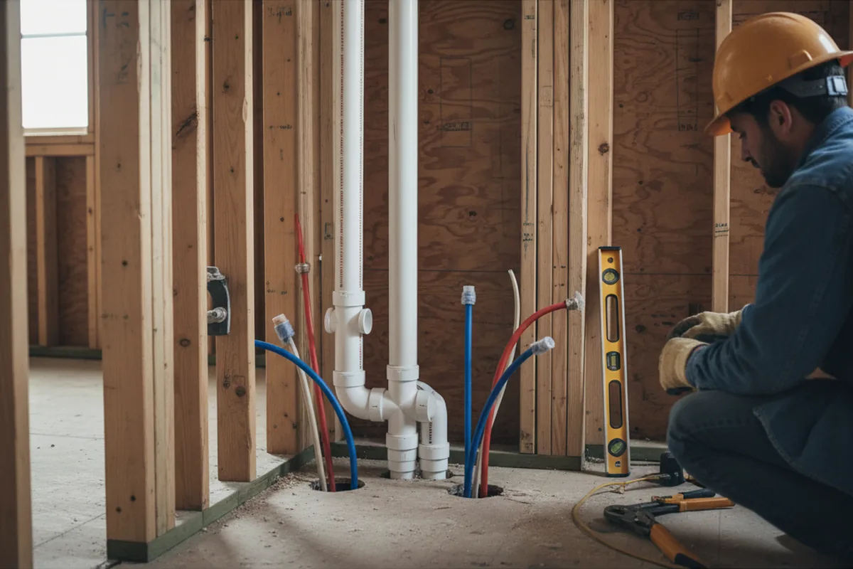 Drain and supply rough-in during Garbage Disposal Repair in Mount Eaton