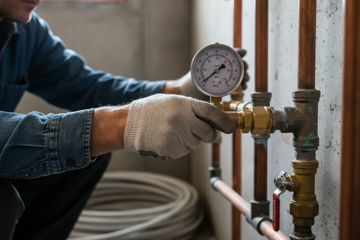 Pressure testing a repaired line during Water Line Repair in Mount Eaton